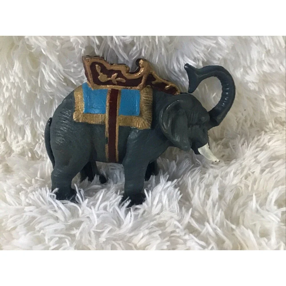 Vintage Cast Iron Circus Elephant Mechanical Coin Bank Working Toy Collectible